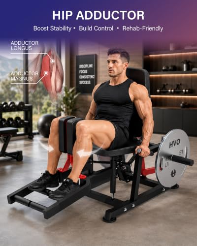 Image of HVO Hip Adduction Abduction Machine: Abductor Adductor Machine-Inner and Outer Thigh Machine Glute Machines Thigh Master for Hip Abduction with 6 Levels Gear System Glute Machines