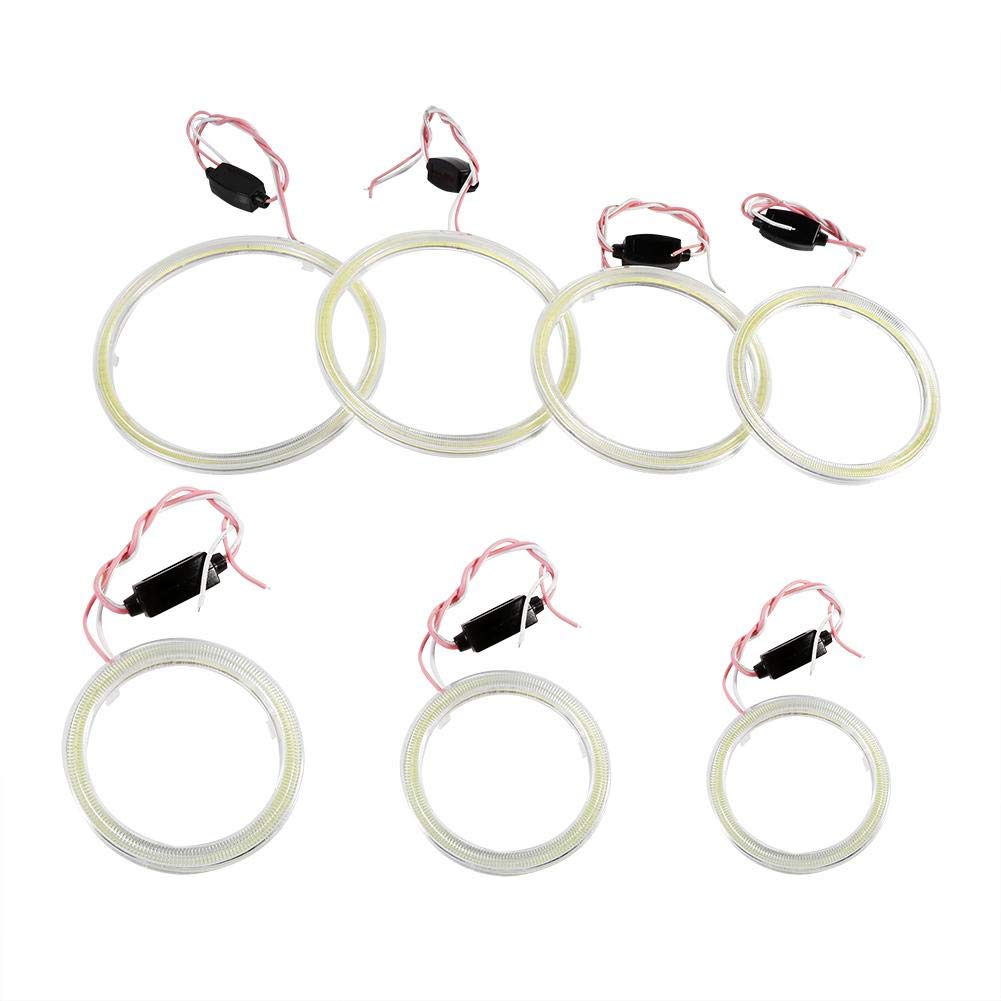 Qiilu COB Angel Eyes phare, 1 paire Auto Halo Anneaux Angel Eye COB Puces Phare DRL LED Pour Voiture De Moto(120mm)