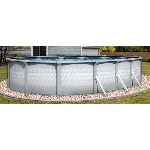 Lake Effect Pools 'Testudo' 15 ft x 30 ft Oval Above Ground Swimming Pool | 52 Inch Resin Protected Steel Sided Walls | Bundle Includes: 25 Gauge Overlap Liner & Widemouth Skimmer