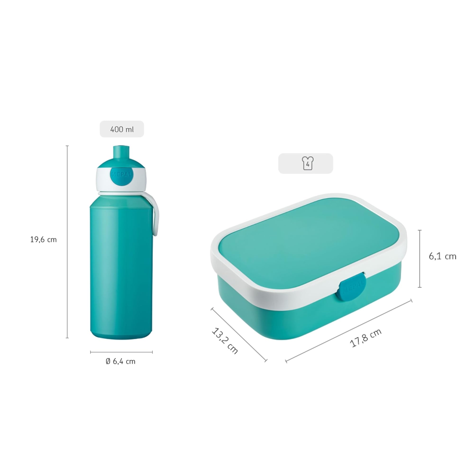 Mepal - Set de Almuerzo Campus - Fiambrera para Niños con Botella Pop-up y Fiambrera - Set de Almuerzo para el Colegio o para Llevar - Sin BPA - 400 ml + 750 ml - Animal Friends