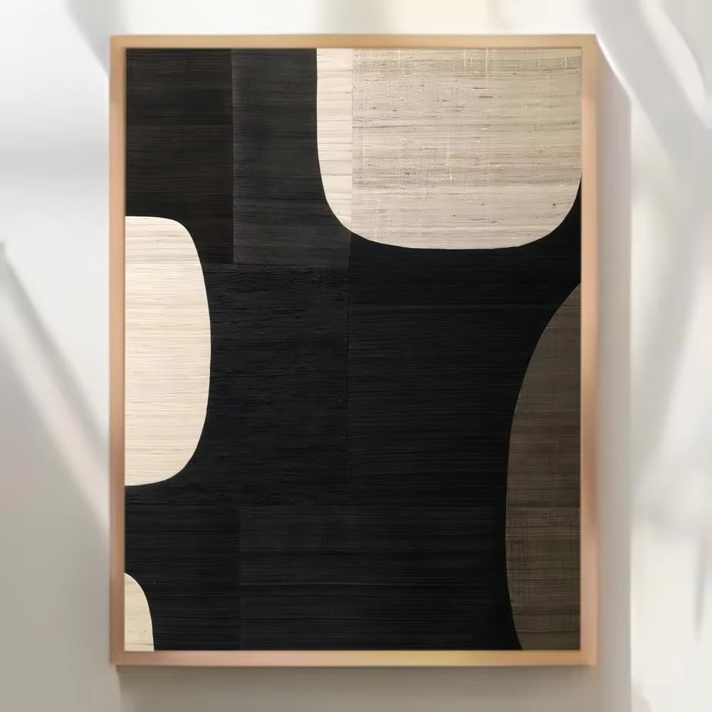DFZEWKI Nordic Abstract Retro Black Geometry Poster Poster Sticky Waterproof Coffee House Bar Room Wall Decor(50x75cm(20x30in)/No frame)
