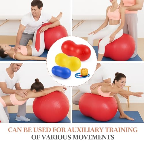 Image of Jexine Peanut Ball Set for Kids Yoga Balance Exercise Ball for Pregnancy & Home Gym, Includes 1 Pump & Different Size Options