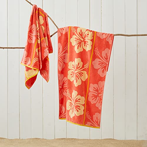 Great Bay Home Large Beach Towel Set Of 2 - Tropical Beach Towels And Hibiscus Flower Pool Towels With 100% Cotton - Lightweight Quick Dry Beach Towel Pack | 2 Pack - 30 Inch X 60 Inch #TOP7