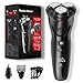 Cordless Electric Razor for Men: 3-in-1 Shaver for Beard/Nose/Sideburns - IPX7 Waterproof Travel Kit - Turbo Speed & Precision Blades，Mirror Black​