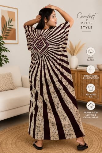 Image of Pure Cotton Indonesian Kaftan Nighty Full Length | Breathable material