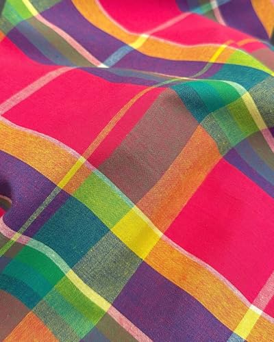 Tissu Madras Antillais Guadeloupe - par 50cm - 11 Coloris Oeko-Tex® 150g/m² Pour Costumes, Ameublement, Robes, Jupes antillaises (fuchsia violet)