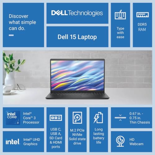 Dell Pro 15.6" Laptop 2026, Intel Core 3 100U, 8GB DDR5, 512GB SSD | FHD Display, Portable Office Professionals, Fast Charge, Numeric KB, Windows 11 Home for Business, Black - image 2