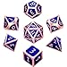 Produktbild Hestya 7 Stücke Metall Würfel Set DND Spiel Polyeder Solide Metall D&D Würfel Set mit Aufbewahrungstasche und Zinklegierung mit Emaille für Rollenspiele (Rose Kante Blau)