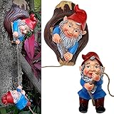 Climbing Gnomes Sculpture Outdoor Garden Yard Art, Funy Resin Gnomes Tree Hugger Decor, Whimsical Tr