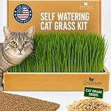 Self-Watering Cat Grass Kit β Grow Fresh, Living Cat Grass at Home in 5β7 Days | No Soil, No Mess | Organic Wheatgrass Seeds | Large Reusable Indoor Tray