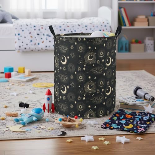 Image of Baby Laundry Hamper Basket Baby Hamper for Nursery Boy and Girl Cute Storage Bin Organizer Boho Room Decor(Moon Star)