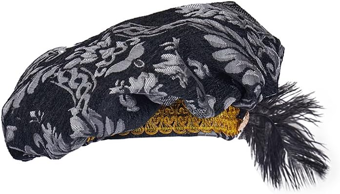 Mens Medieval Tudor Hat with Feather Muffin Top Hat Renaissance Tudor Flat Cap Minstrel Costume Headwear Headpiece