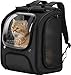 pecute Katzenrucksack Bubble Haustier Rucksack mit Netzfenster, Tragbare und Faltbare Katzentasche, Atmungsaktive und Leichte Hundetasche, Schwarz