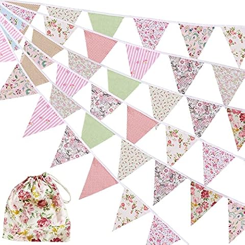 12M/40Ft Triangle Bunting Banner 42 Pcs Multicolored Fabric Flags Burlap Pennant Banner Flags Garlands for Wedding, Birthday Party, Outdoor Festival Hanging Decoration (C) Cover