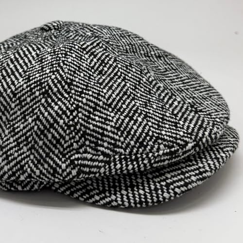 Image of The Tie Hub Wool Flat Cap for Men & Women | Adjustable Vintage Newsboy Gatsby Hat for Casual, Travel, Outdoor | Free Size Herringbone Ivy Style Cap