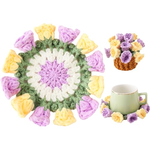 Vane Oak Flower Crochet Coasters, Handmade Bouquet...