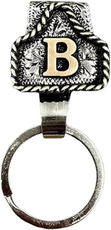 Western Initial Key Clip, Western Key Holder Pocket, Cowboy Letter Keychain, Vintage Handmade Letter Initial Keychain Clip
