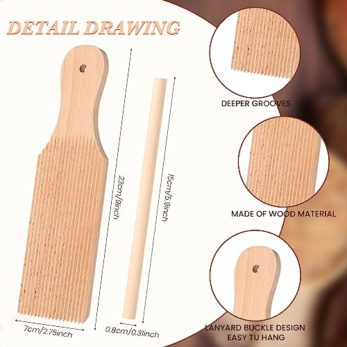 Sduseio 2 Sets Gnocchi Paddle Wooden Butter Paddles Wood Gnocchi Pasta Board Stripper With Garganelli Stick Natural Wooden Gnocchi Maker Board For Pasta And Butter,4 Pieces #TOP4
