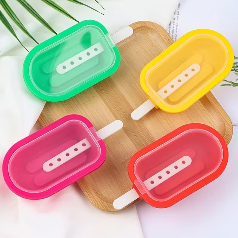 Image of Silver Shark 4 Cavity Oval Silicone Candy Mould | Kulfi Maker | Silicone Ice Cream Mould | Chocolate Cakesicle & Popsicle Mold | Food-Grade BPA Free | Reusable Non-Stick Popsicle Mold (Multicolor)