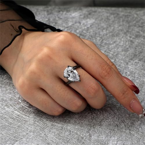 Jeulia Engagement Rings for Women;925 Sterling Silver D Color VVS1 Diamond Halo Anniversary Wedding Promise Ring 10.37CT Pear Cut Moissanite Black Plated Band with Jewelry Gift Box4