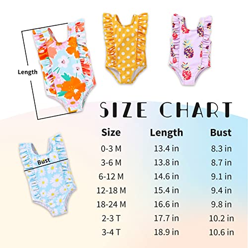 Newborn Baby Girl Ruffle Swimsuit Infant Toddler One Piece Floral Bikini Beach Bathing Swimwear Set (12-18 Months, Orange) #TOP5