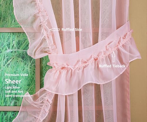 Image of Today's Curtain, Emelia Priscilla Sheer Pair 96 inch W x 84 inch L, Rose, 5-Piece-Set