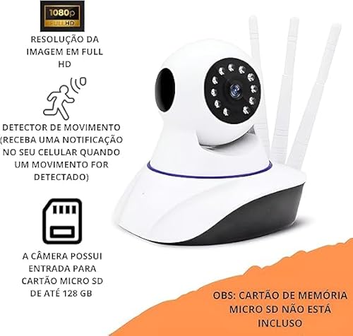 Câmera Babá Eletrônica 1080p Full HD Wifi 360 Ip Visão Noturna Microfone Áudio Segurança