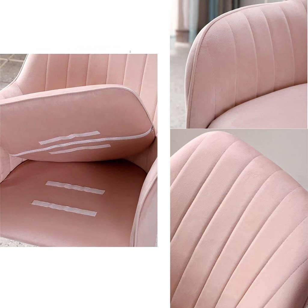 Samt Esszimmerstühle 4er Set mit Armlehnen und Rückenlehne Moderne Küche Esszimmerstühle mit stabilen Metallfüßen Rosa