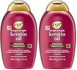 OGX Champú de aceite de queratina (385 ml) – Champú reafirmante antirotura del cabello con aceite de queratina para el cabello dañado, previene la rotura del cabello y reduce las puntas abiertas hasta
