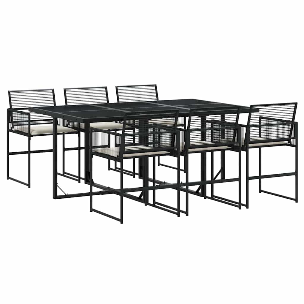 Ensemble à manger de jardin en résine tressée noire avec 6 chaises et table vidaXL
