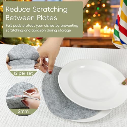 homyfort China Plate Storage Containers, Dish Storage Box Protectors, 2 Pack 12 Inch Hard Shell Dinner Plate Organizer with Lids and Felt Dividers (Beige) homyfort China Plate Storage Containers, Dish Storage Box Protectors, 2 Pack 12 Inch Hard Shell Dinner Plate Organizer with Lids and Felt Dividers (Beige) - Image 4