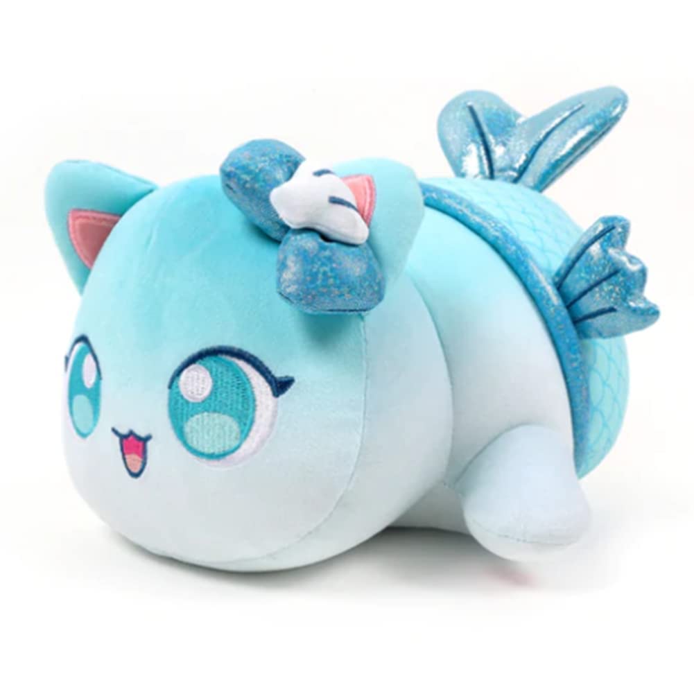 MeeMeows Cat Plush - Cat Food Plushies Cat Mee Meow, Cute Anime Cartoon Cat Stuffed Animal Figure Toy Plush Pillow Gift for Fans Kids (Mermaid cat)