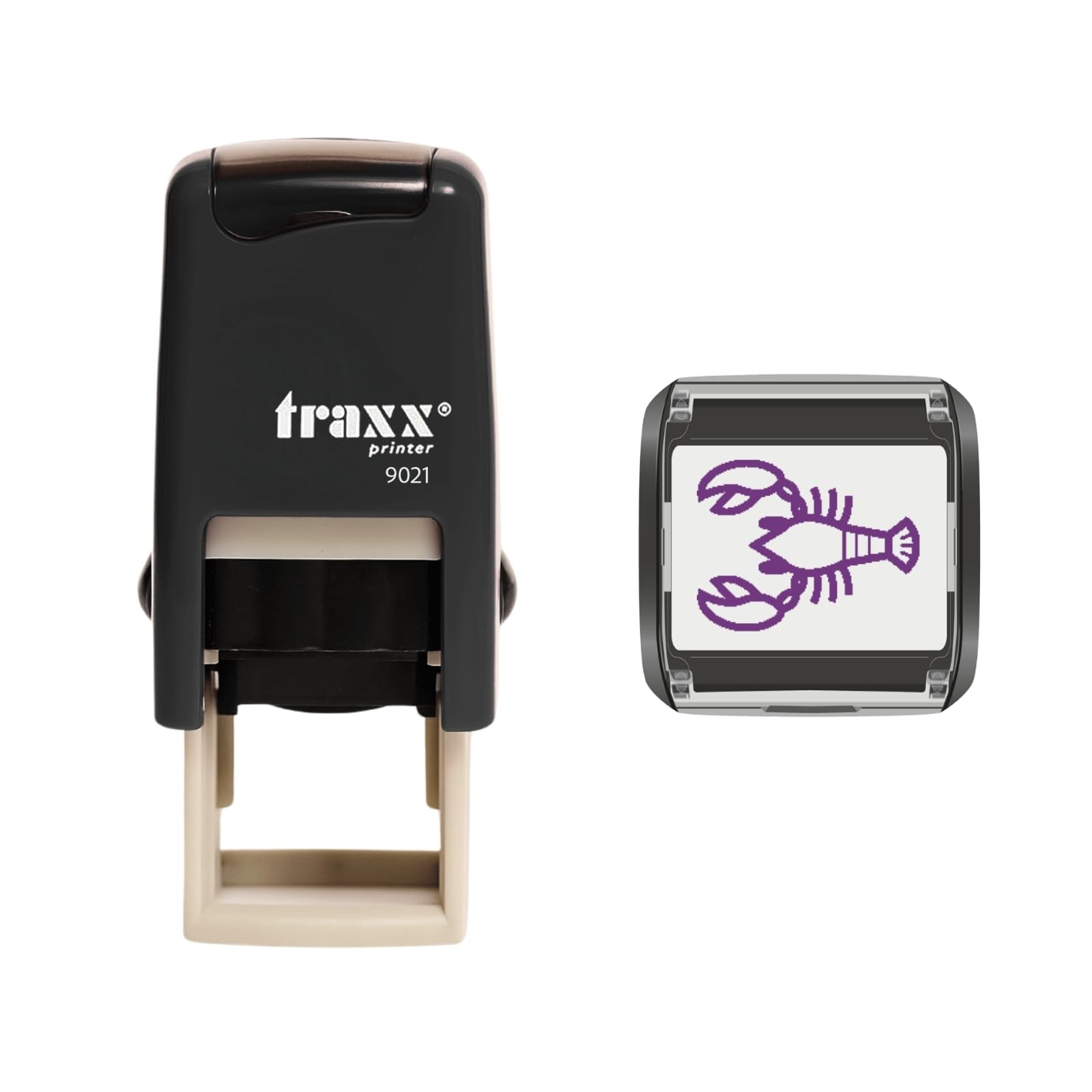 Traxx 9021 Loyalty Card Self Inking Rubber Stamp Fish Seafood Restaurant *A Violet Lobster Design*