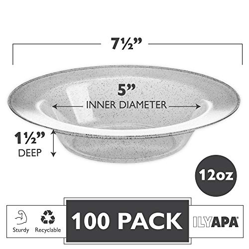 Ilyapa 12Oz Plastic Bowls Set Of 100 - Silver Glitter 12 Oz Heavy Duty Dessert Disposable Bowl Pack For Wedding Or Party… #TOP1