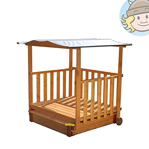 Sandkasten mit Dach Exaco GASPO Spielhaus aus Holz, 105 cm x 130 cm