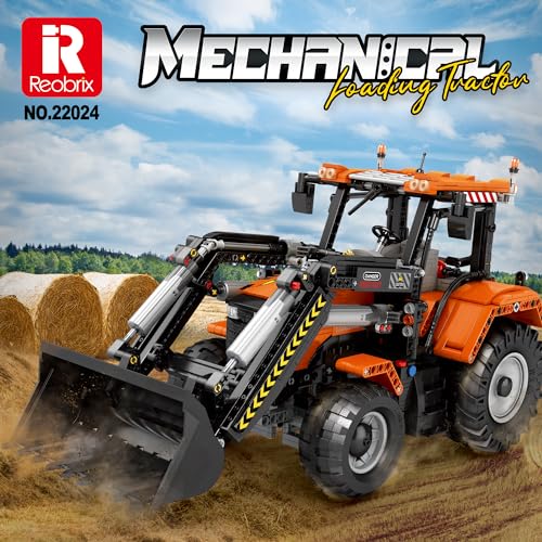 Reobrix Technic 22024 Tractor Building Blocks Set, Remote Control Loader Tractor Model Kit, RC Construction Vehicles Building Toy for Teens 14+ and Adults, 1496 PCS by Reobrix - Image 2