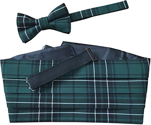Ensemble nœud papillon cummerbund pochette écossais noir et blanc Maclean