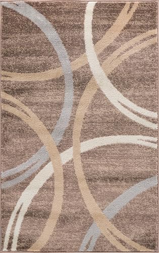 Rugshop Modern Wavy Circles Design Area Rug 2'7" x 4' Brown