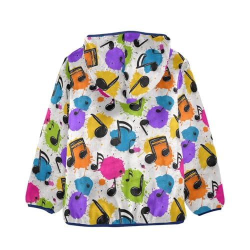 Musical Notes Toddler Fleece Jacket Baby Boys Hooded Zipper Long Sleeve Thick Warm Outerwear 3-10 Years2