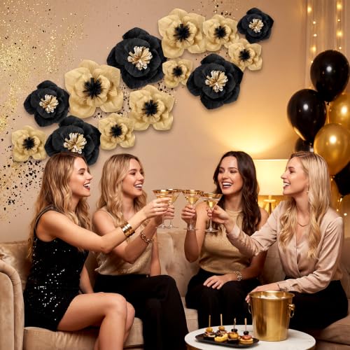 Image of Cholemy 24 Pcs Tissue Paper Flowers, Crepe Paper Flowers Decorations 8 inch 10 inch 12 inch for Wedding Party Baby Bridal Shower Carnival Party Birthday Nursery Wall Decor (Graduation Series)