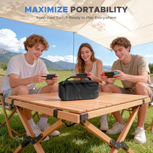 Image of homicozy Carrying Case for Nintendo Switch 2 (2025),Hard Shell Protective Travel Case with 10 Game Cartridges Storage & Accessories Holders,Portable Shockproof Pouch for Console,Black