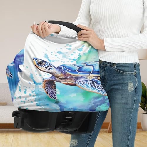 Image of ZFRXIGN Horse Nursing Covers for Breastfeeding and Car Seat Baby Car Seat Covers, Infant Stroller Cover, Carseat Canopy Carseat Cover Girls Blue Beach Sky