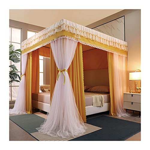 PKEWNXDQJ Bed Canopy Indoor Mosquito Net, Double Pole Support Luxury Bed Canopy, Princess Wind Shading Mosquito Net Bed Curtain (Size : 180x220x200cm)