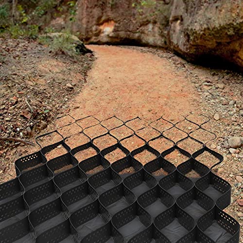 砂利 保護材 マット 土壌安定剤ジオセルグリッド - 路床作業用の高さ5cmの地上ジオグリッド、 柔軟な折りたたみ式ポリエチレン砂利グリッド、 インストールとカットが簡単 (2m x 5m)
