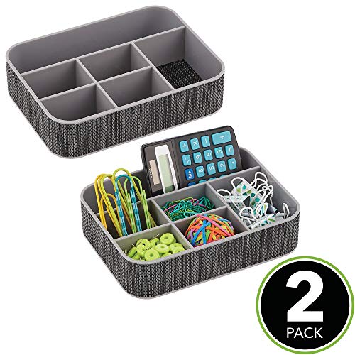 mDesign 2er-Set Schreibtischablage aus Kunststoff – praktische Sortierbox für Schreibwaren und Büroartikel… – Bild 3