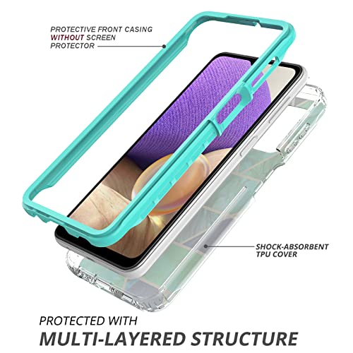Jeylly Case For Samsung Galaxy A03S [Us Version], 360 Full-Body Protection Stylish Marble Geometry Pattern Shockproof Soft Silicone Protective Phone Case For Galaxy A03S 6.5'', Jade Green #TOP2