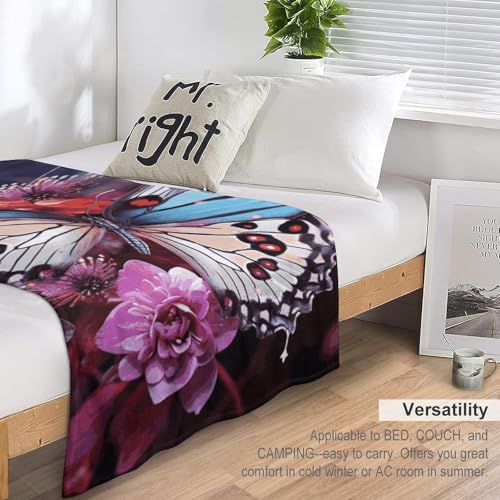 Couverture chaude lit flanelle plaid papillon confortable
