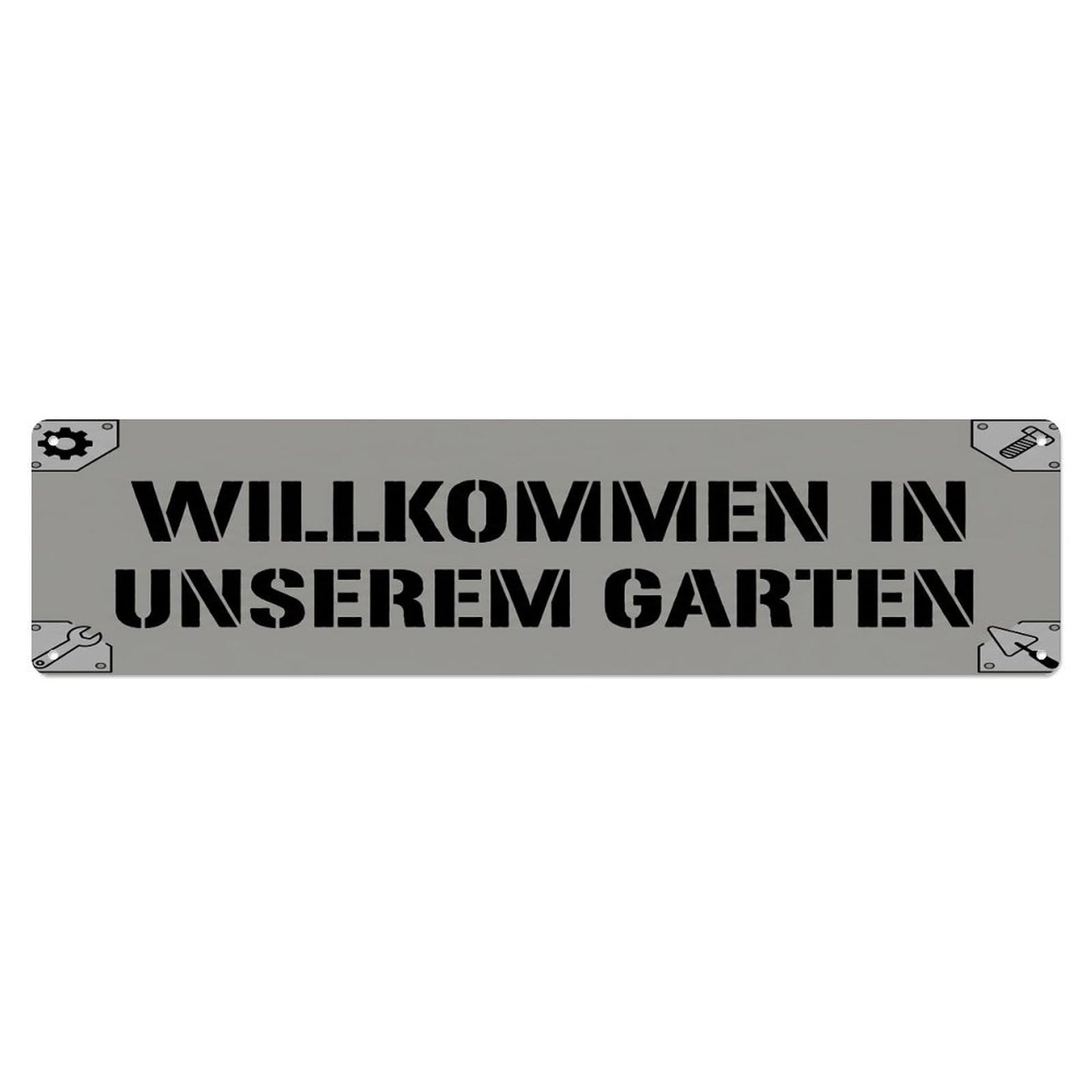Vintage Welcome to Our Garden Titanium Metal Tin Sign