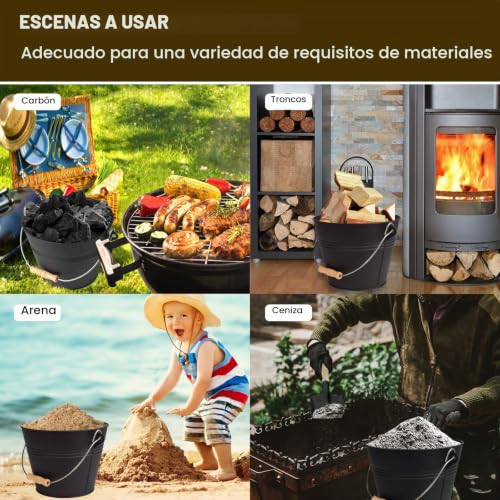Miniatura 9 de Brian Dany Cubo Cenizas Con Tapa, 5l Cubo Para Cenizas De Chimenea Con Pala Y Escoba