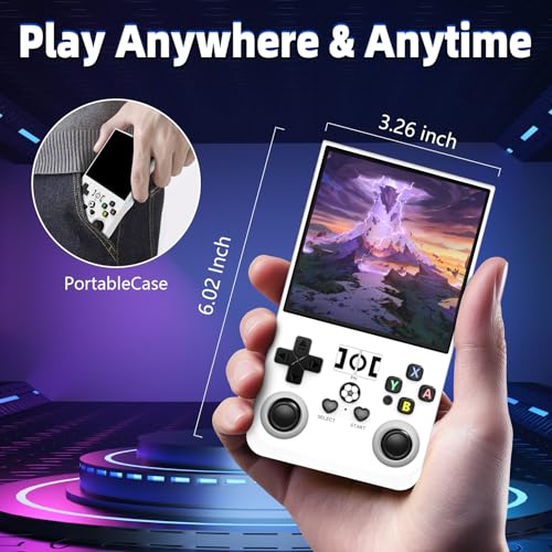 Image of R36MAX Retro Handheld Game Console, 4.0 Inch IPS Screen Retro Gaming Console,Linux System, 4000mAh Battery Portable Pocket Mini Arcade, Built-in 128G,Pearl White